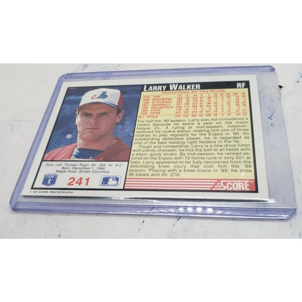 1991 Score Larry Walker Montreal Expos Baseball Card